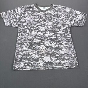Combat T-Shirt Men 3XL Gray Army Digital Camo Short Sleeve V Neck Pullover Stain